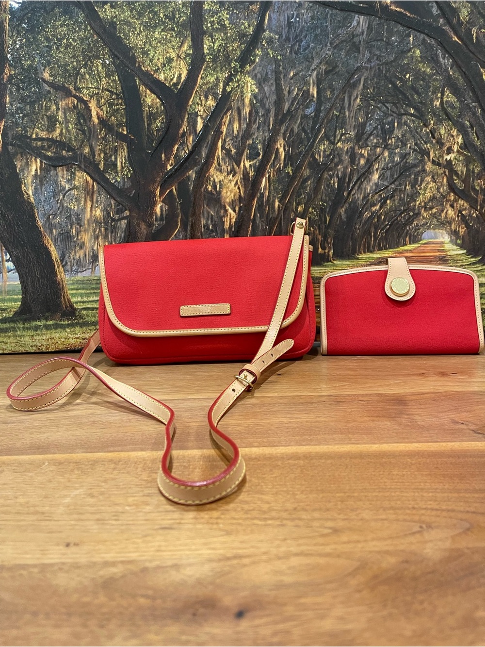 Dooney Bourke Red Crossbody Bag and Wallet Set - Classic Two-Piece